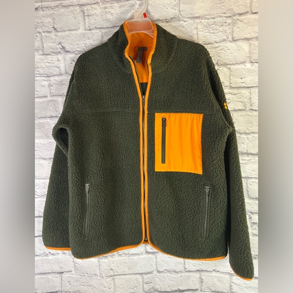 Sweaty Betty Jackets & Blazers - Sweaty Betty Olive and Orange Wanderer Sherpa Jacket